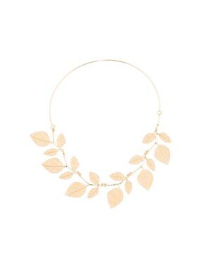 TRUE TO FORM 14k Gold Plated 18in Textured Leaf Collar Necklace